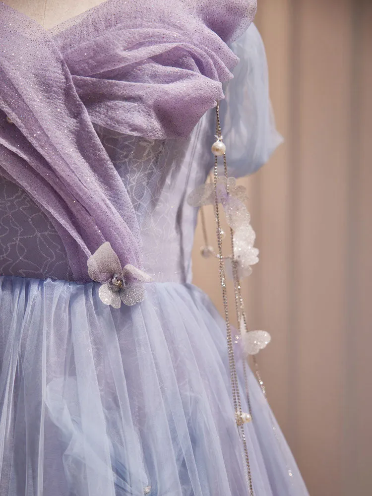 Princess Lavender Tulle Sweetheart Occasion Dress Long Prom Dress