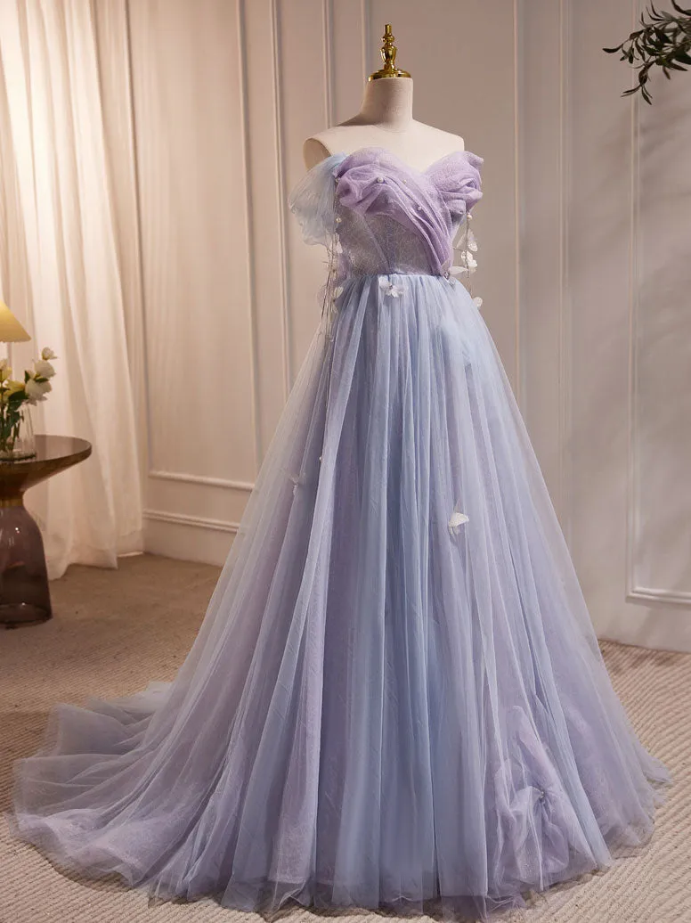 Princess Lavender Tulle Sweetheart Occasion Dress Long Prom Dress
