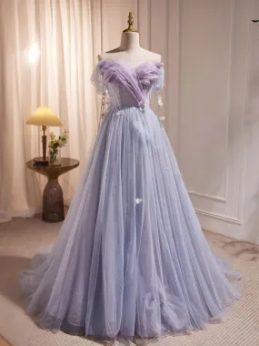 Princess Lavender Tulle Sweetheart Occasion Dress Long Prom Dress