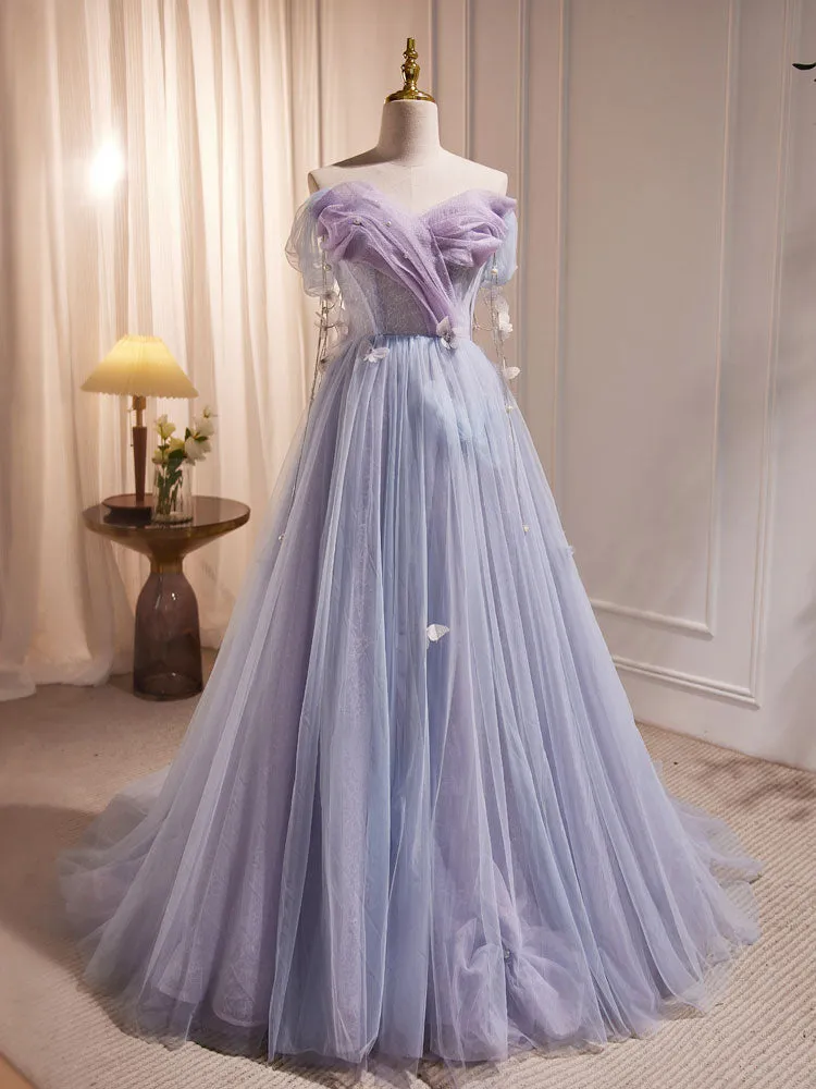 Princess Lavender Tulle Sweetheart Occasion Dress Long Prom Dress