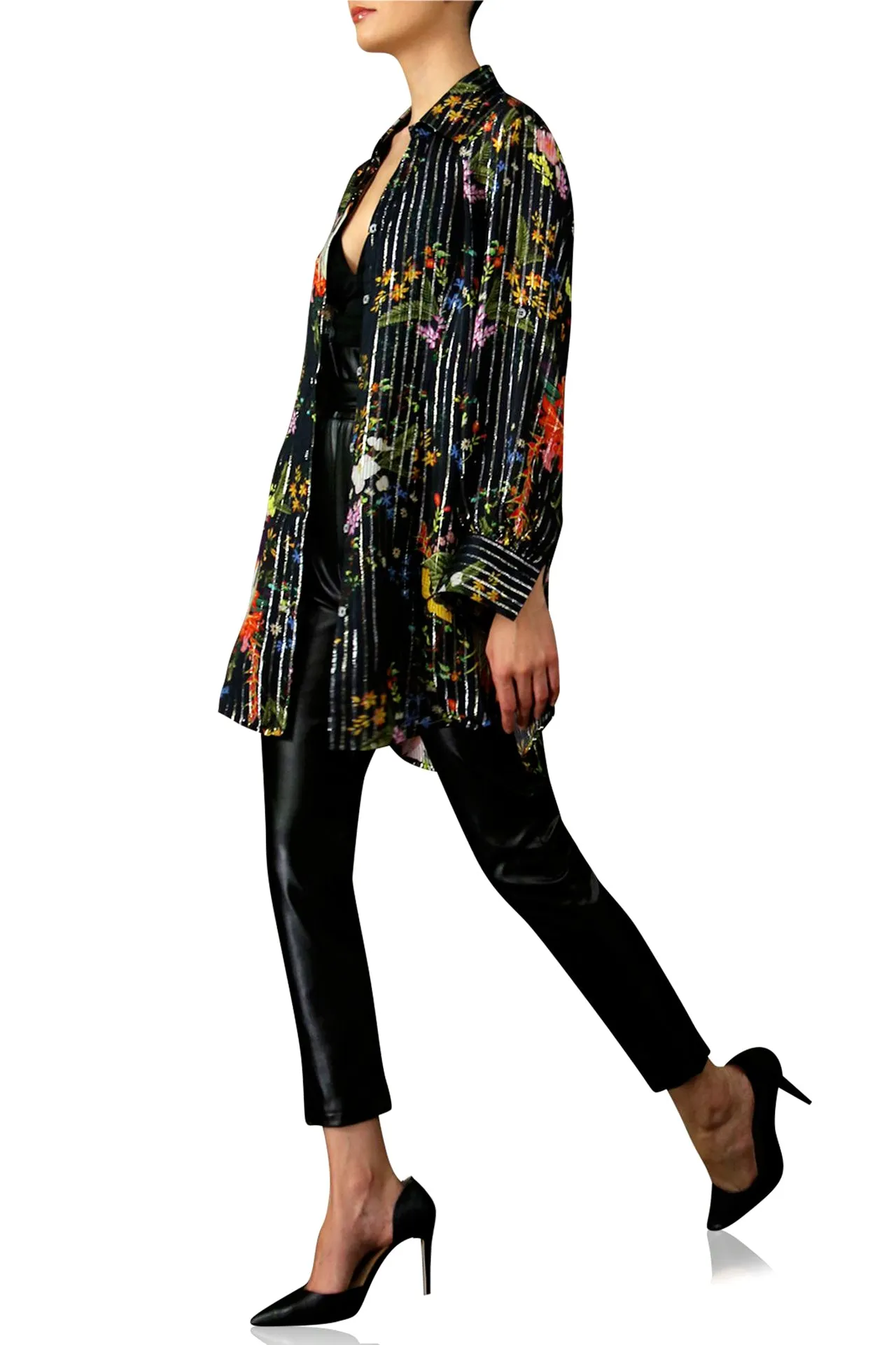 Printed Shirt Dress Lurex