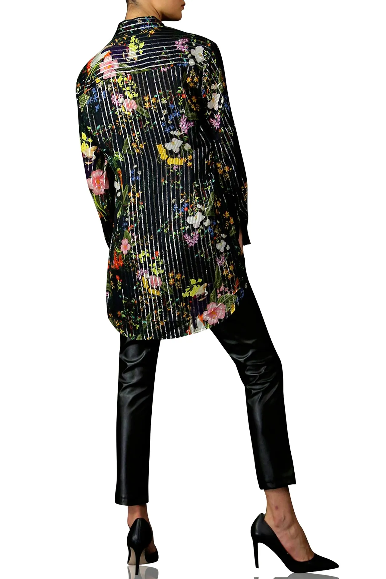 Printed Shirt Dress Lurex