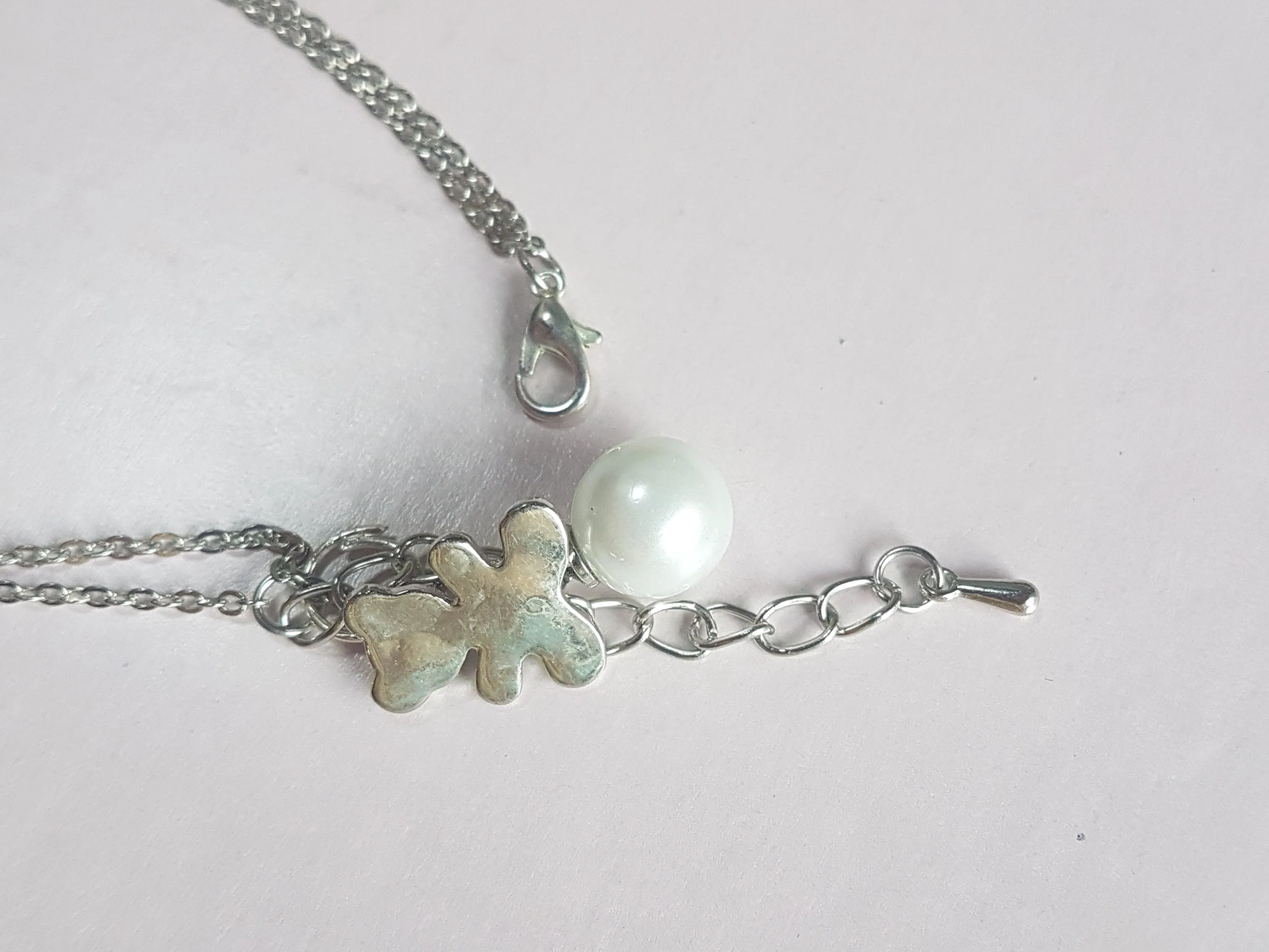 Silver Chain Teddy Bear Bracelet