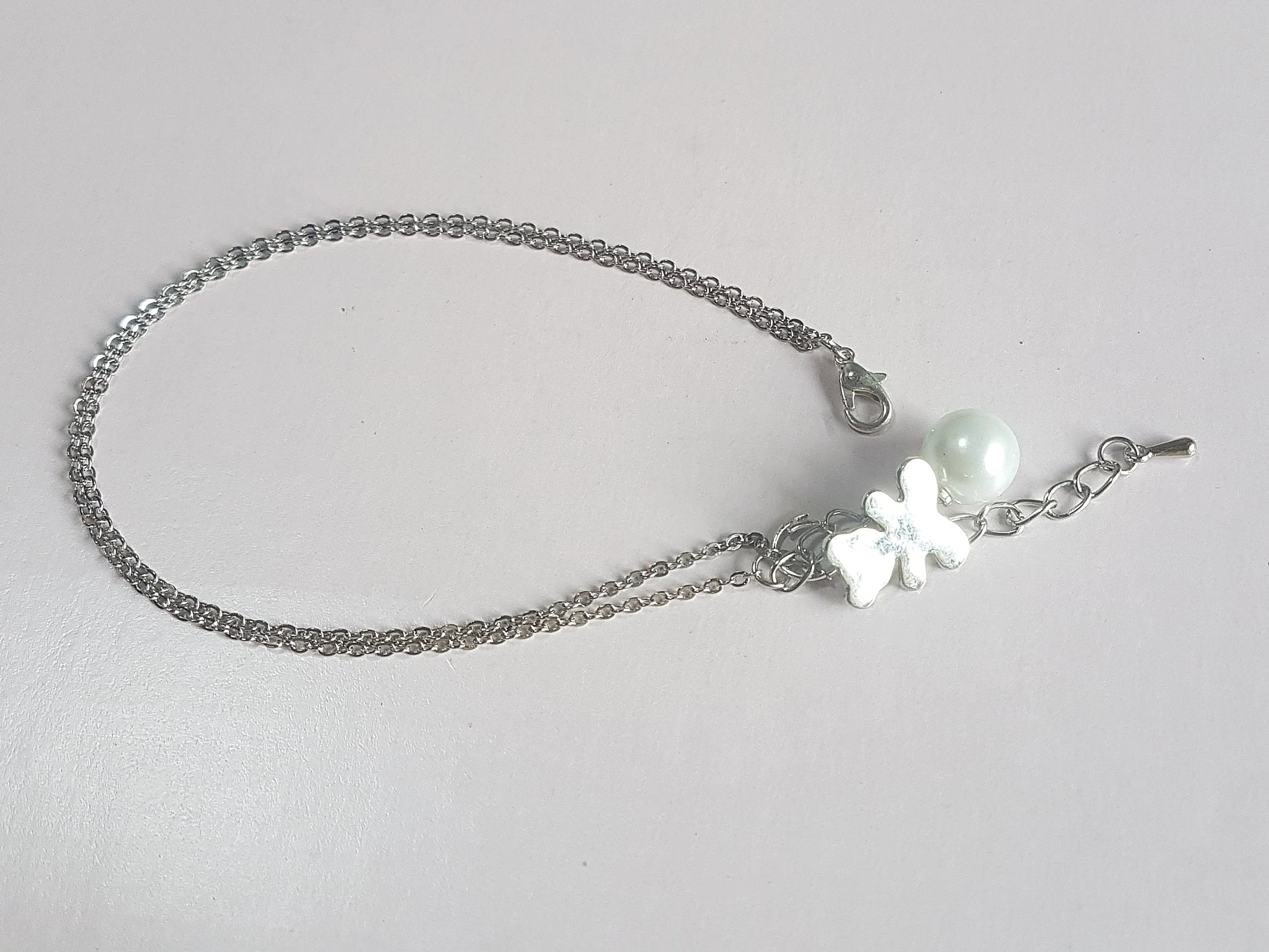 Silver Chain Teddy Bear Bracelet