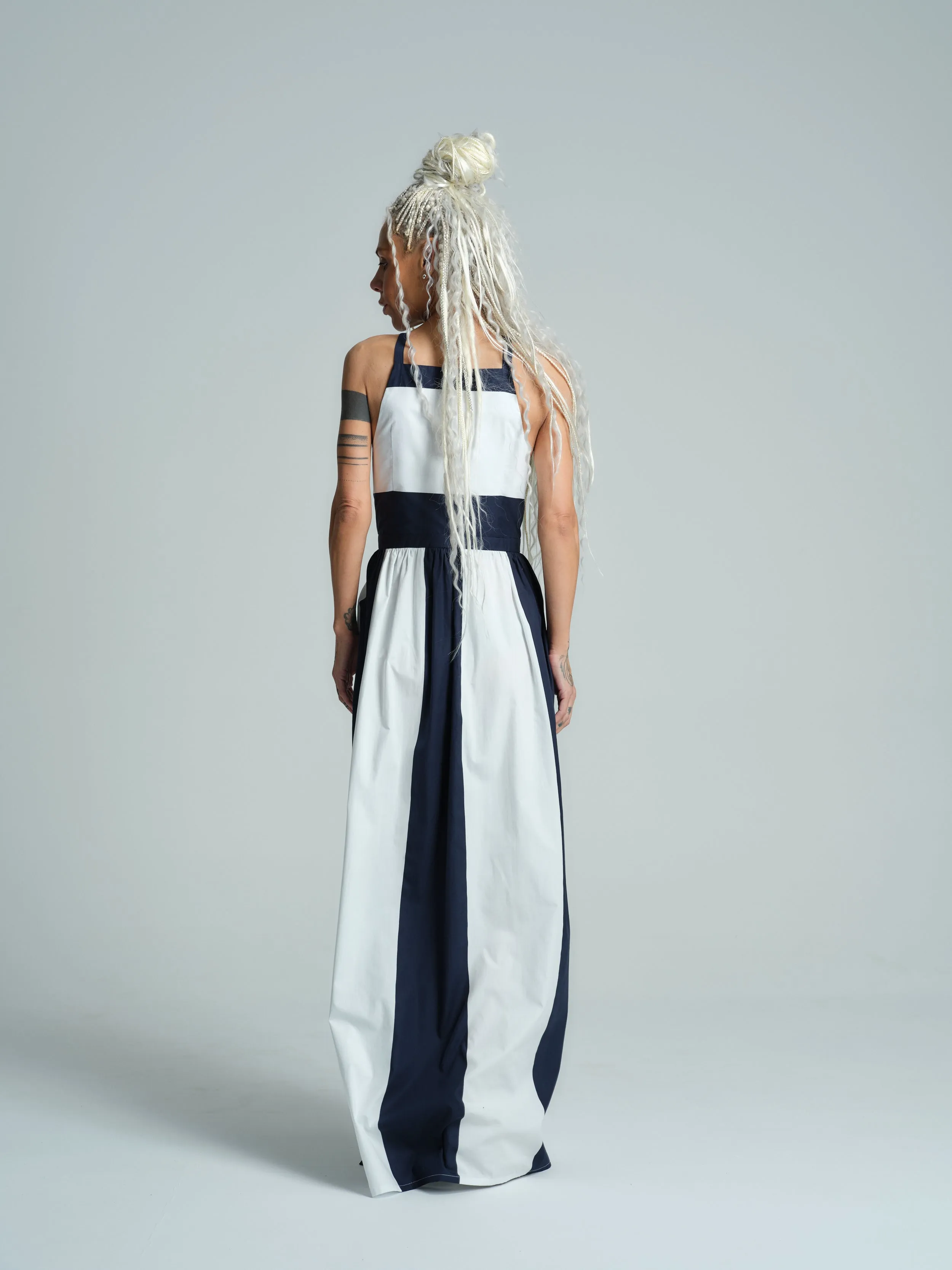 Sleeveless White Printed Maxi Dress