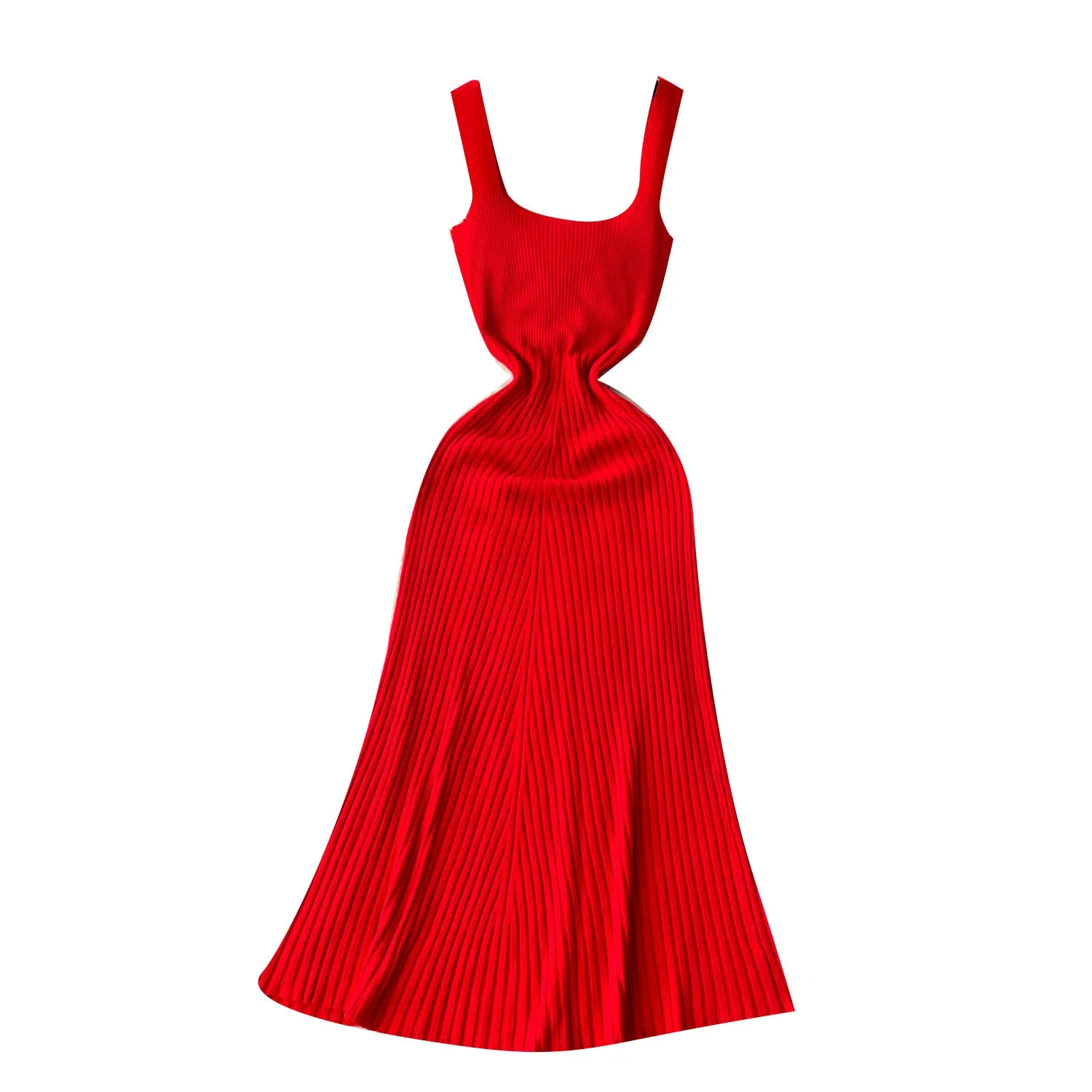 Solid Color Slim-fitting Knitted Dress
