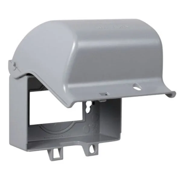 TayMac® MX3300 Extra Duty® Horizontal Single Gang Outlet Cover, 8-In-1, Gray