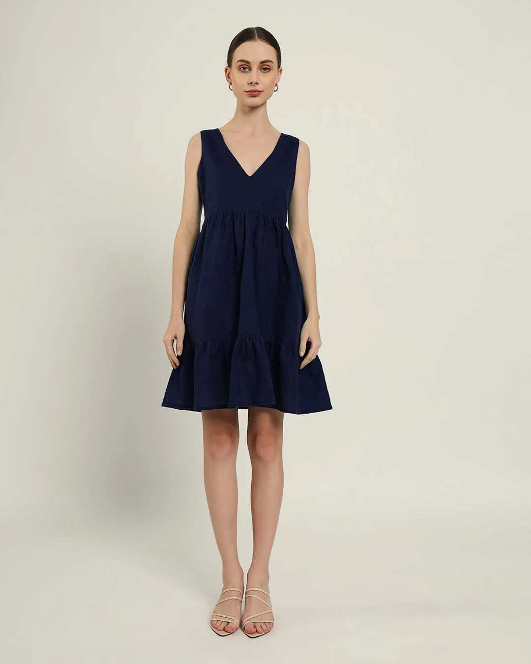 The Minsk Daisy Midnight Blue Linen Dress
