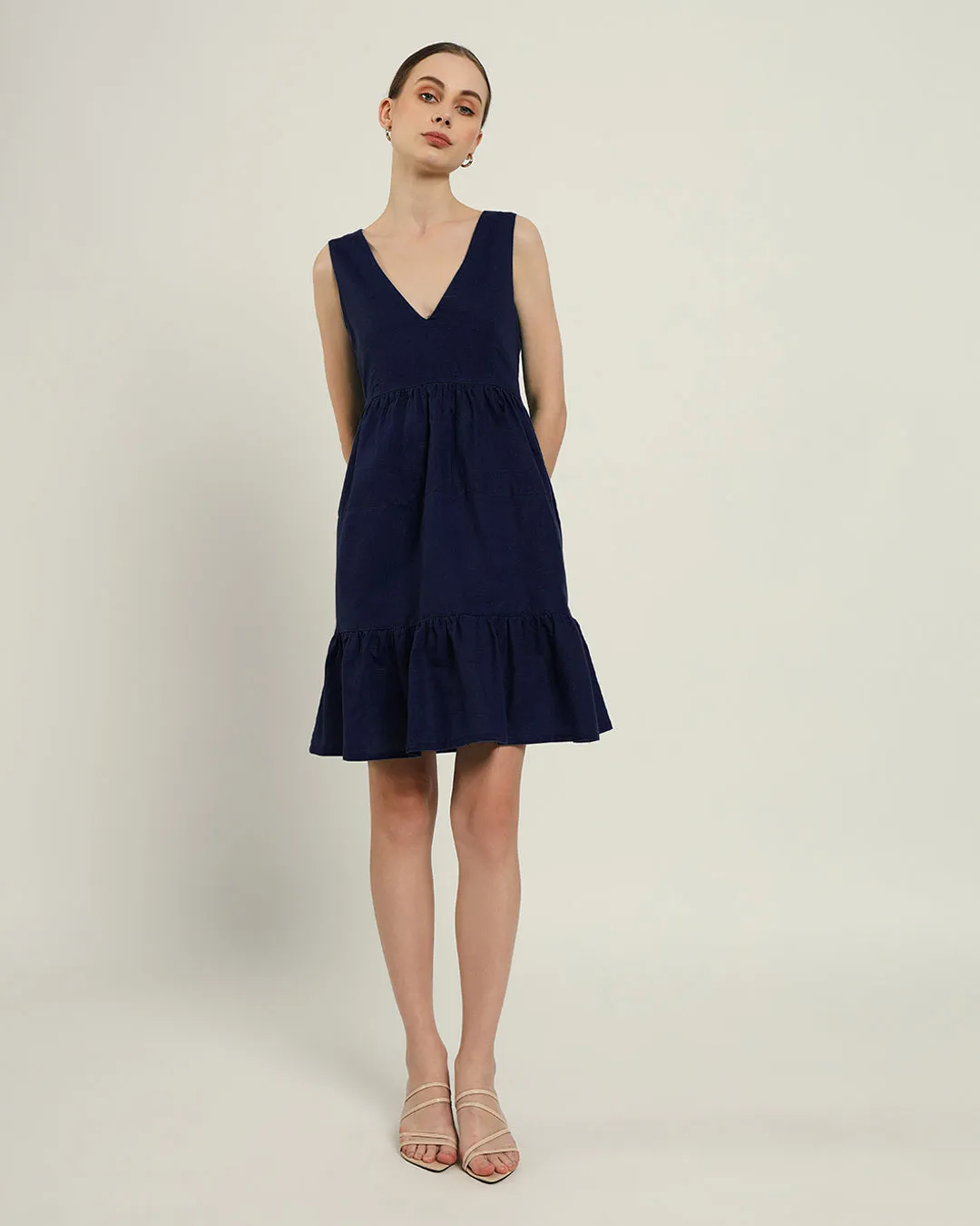 The Minsk Daisy Midnight Blue Linen Dress