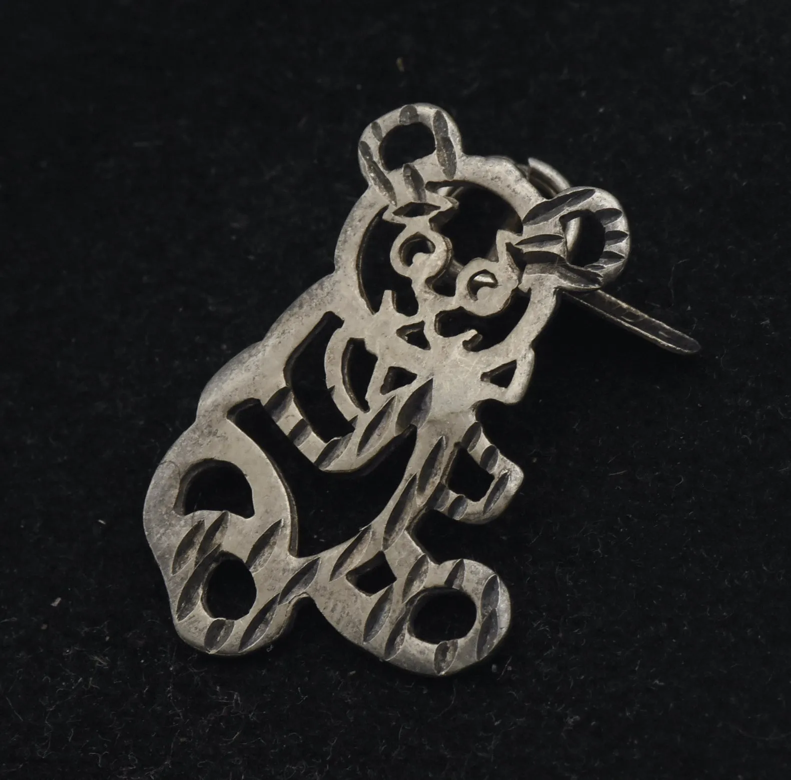 Vintage Sterling Silver Teddy Bear Pendant