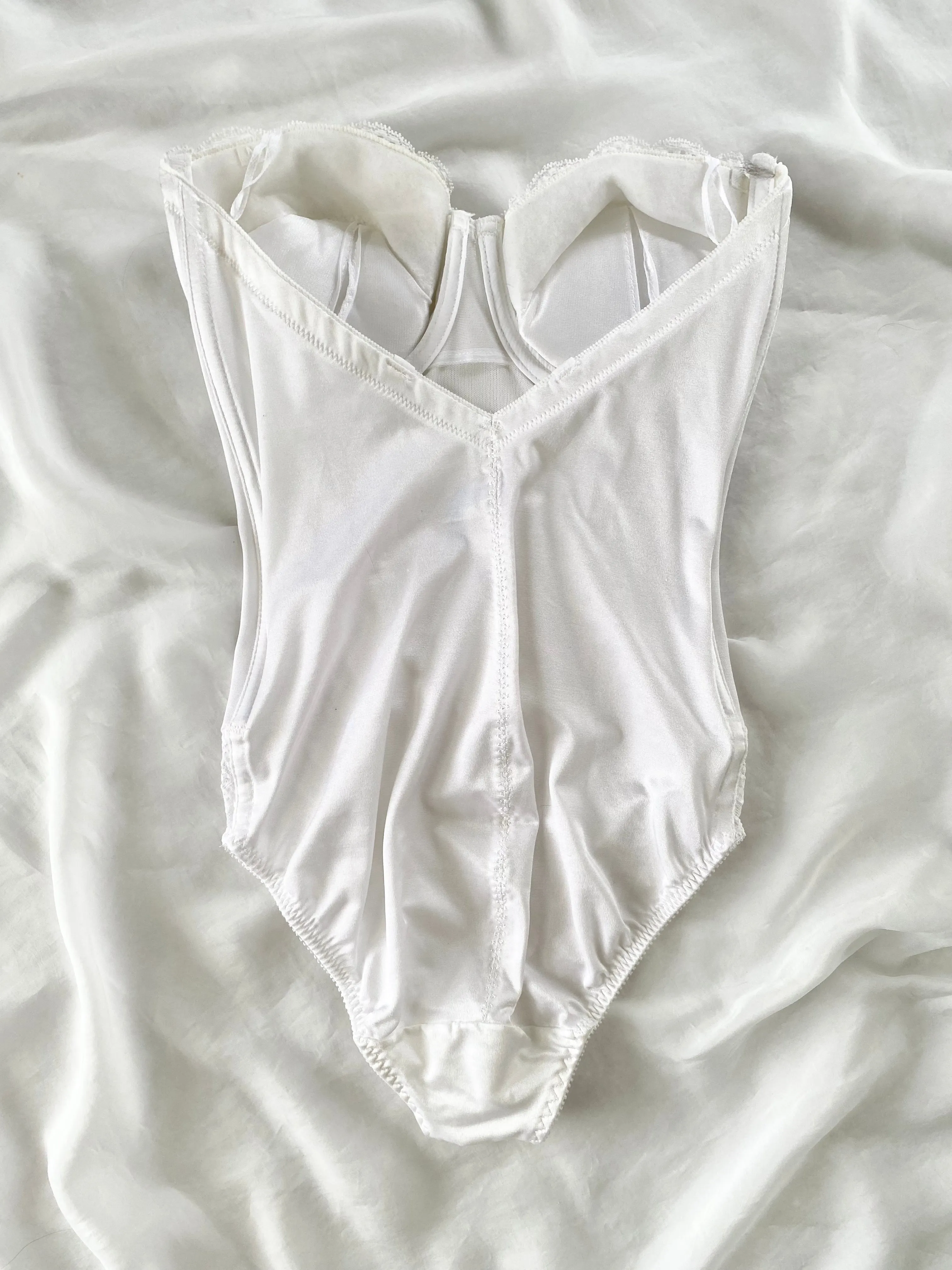 White Lace Trim Bustier Teddy (36C)